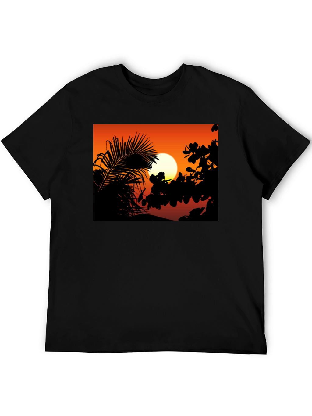 Sunset Silhouette Graphic Tee - Black
