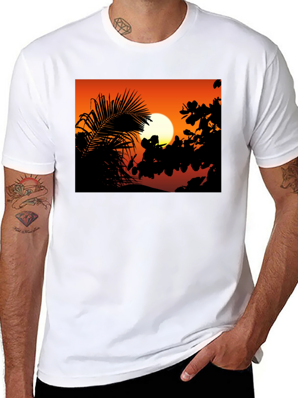 Sunset Silhouette Graphic Tee - Black