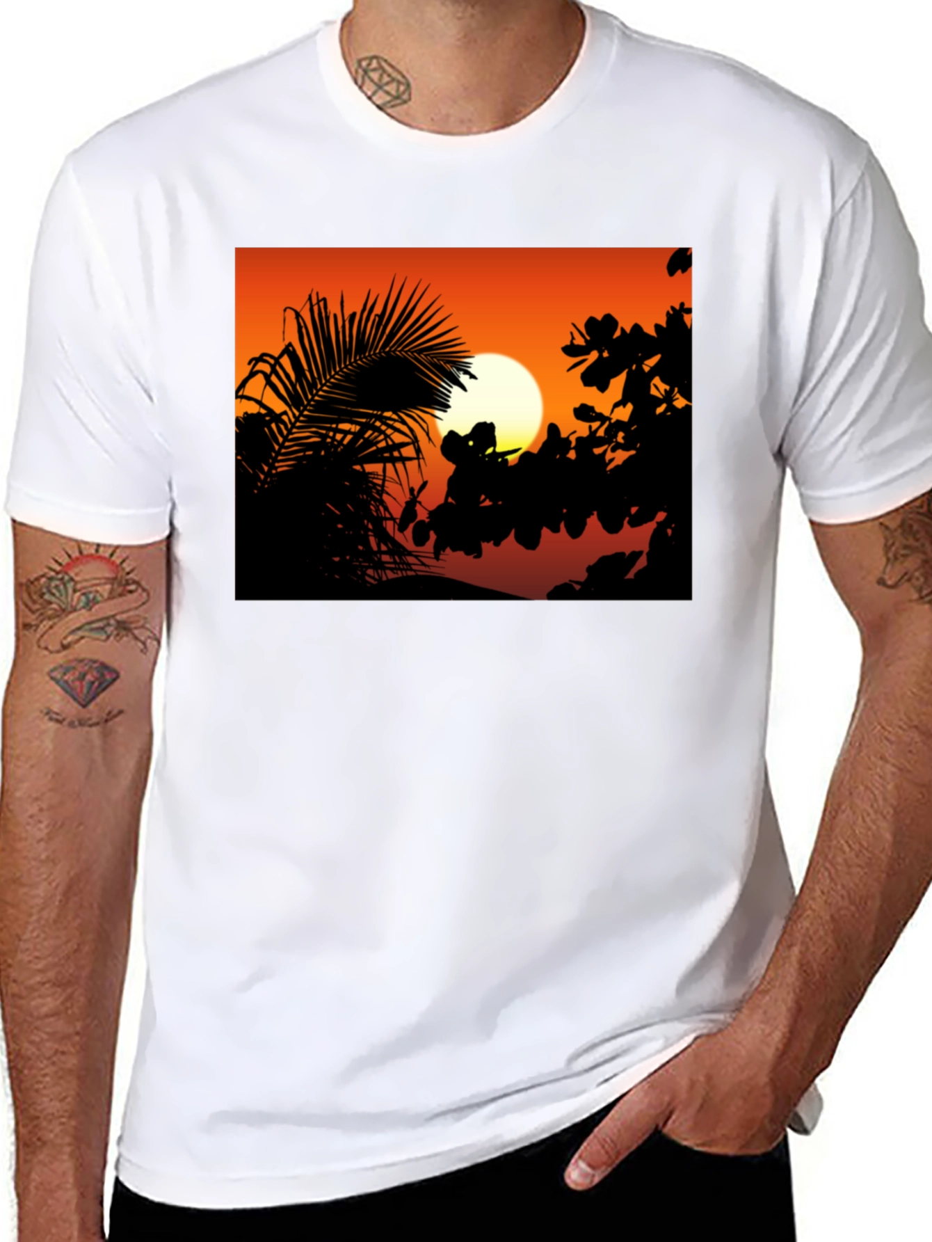 Sunset Silhouette Graphic Tee - Black