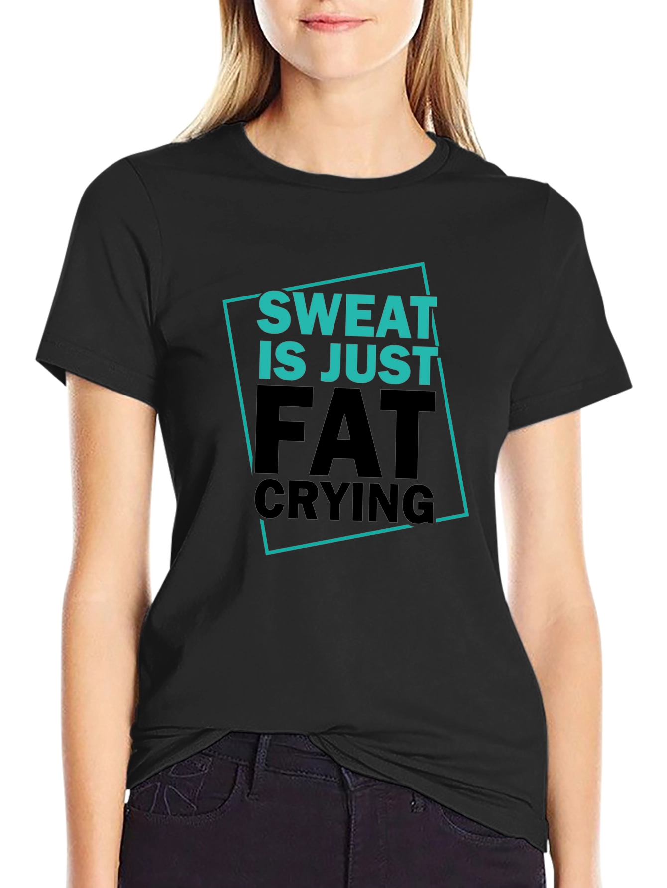 Sweat is Just Fat Crying Graphic Tee - Mens Black T-Shirt