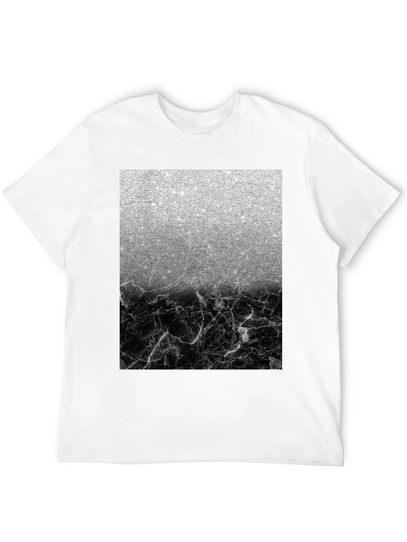 Silver Glitter & Black Marble Mens Tee