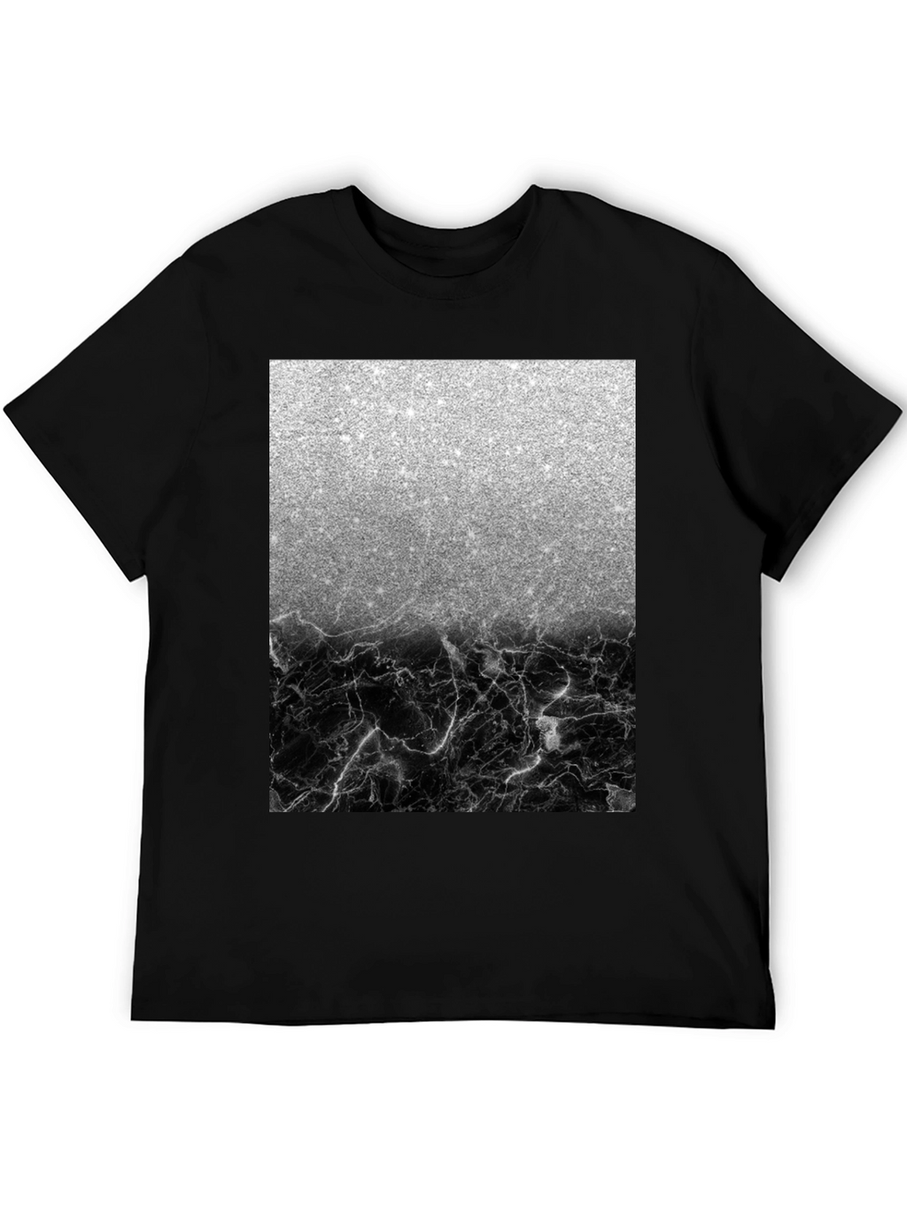 Silver Glitter & Black Marble Mens Tee