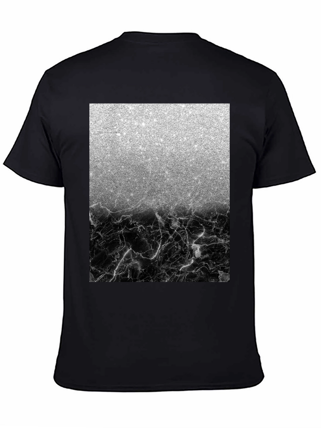 Silver Glitter & Black Marble Mens Tee