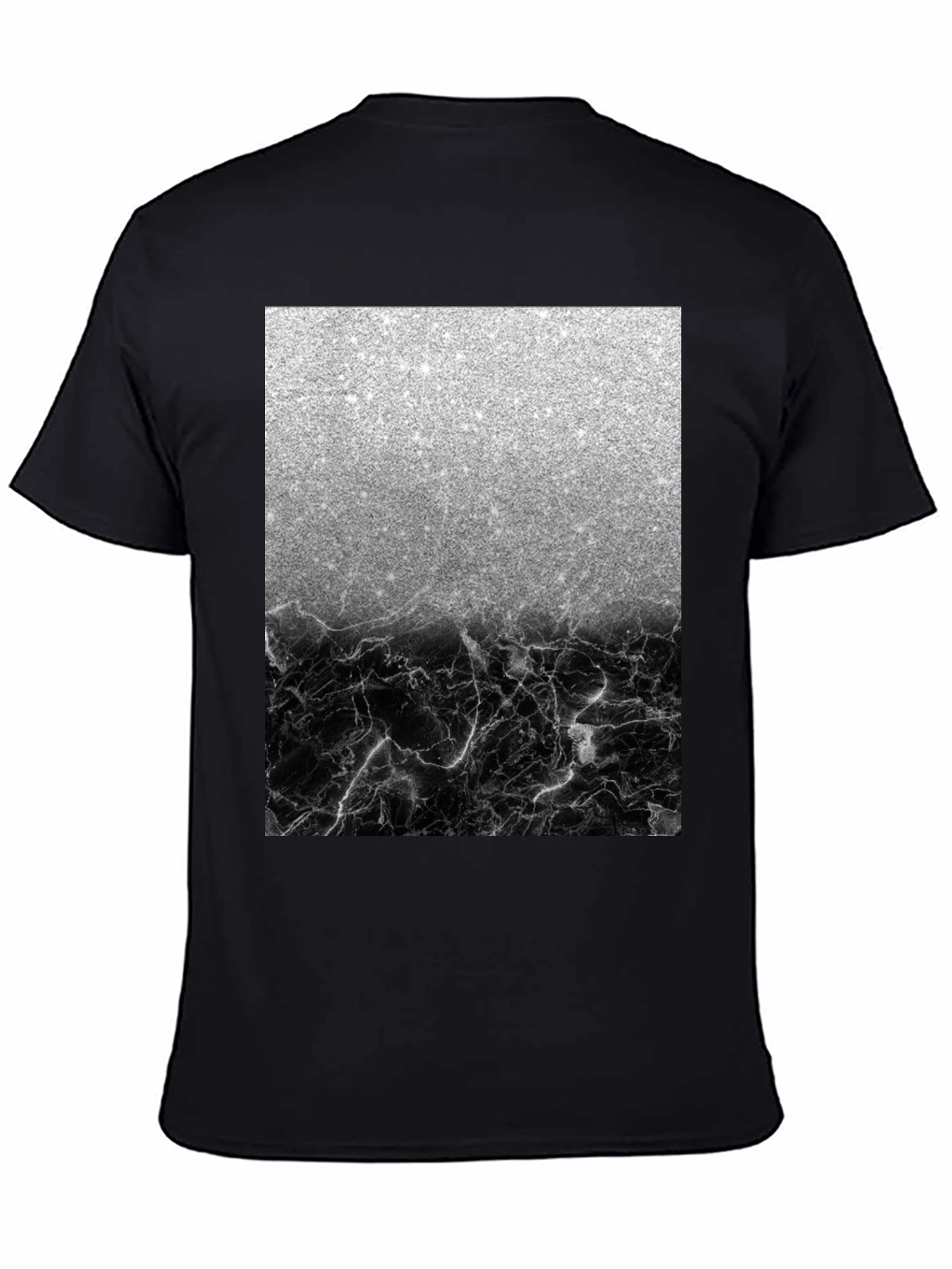 Silver Glitter & Black Marble Mens Tee