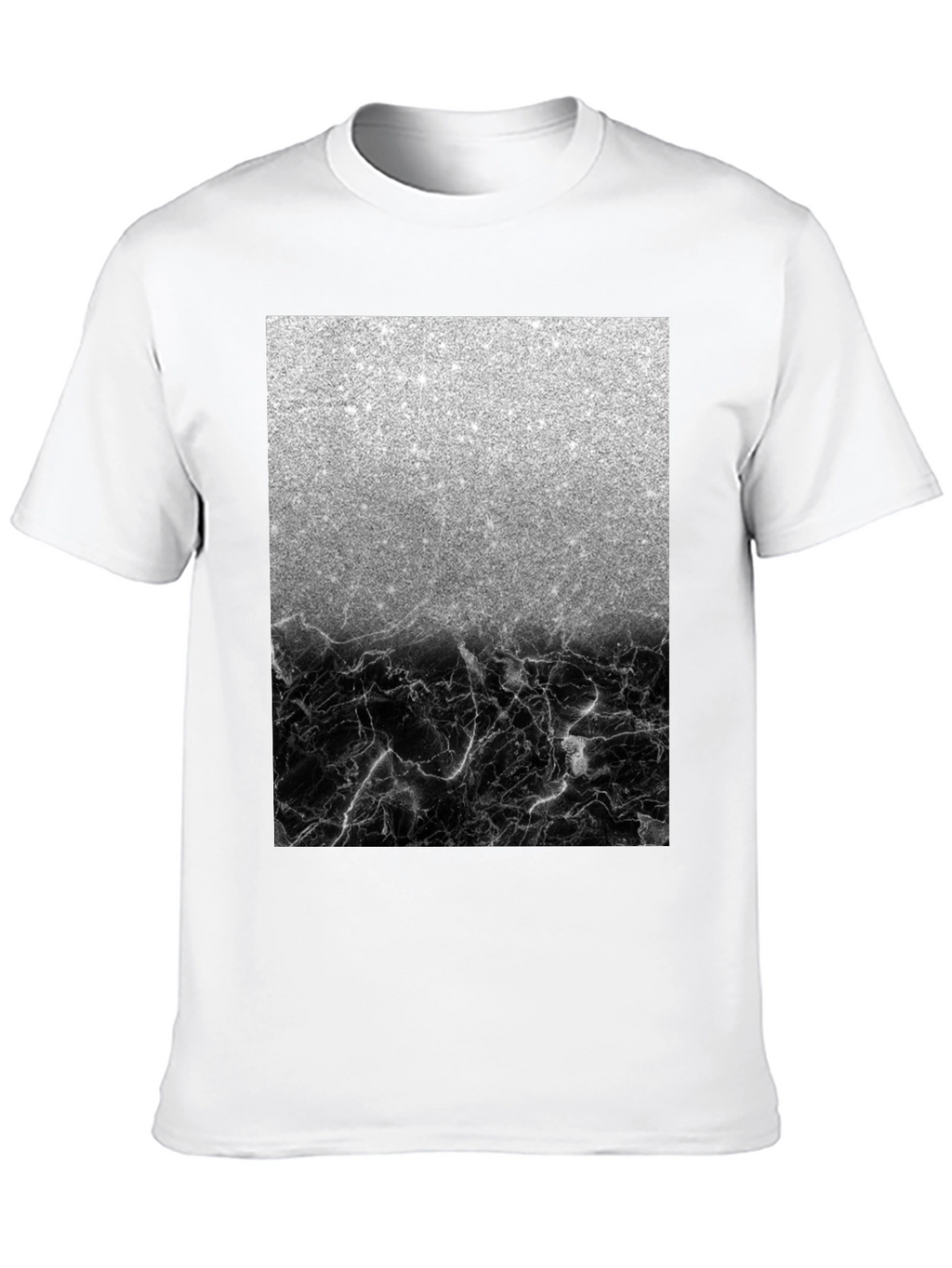 Silver Glitter & Black Marble Mens Tee