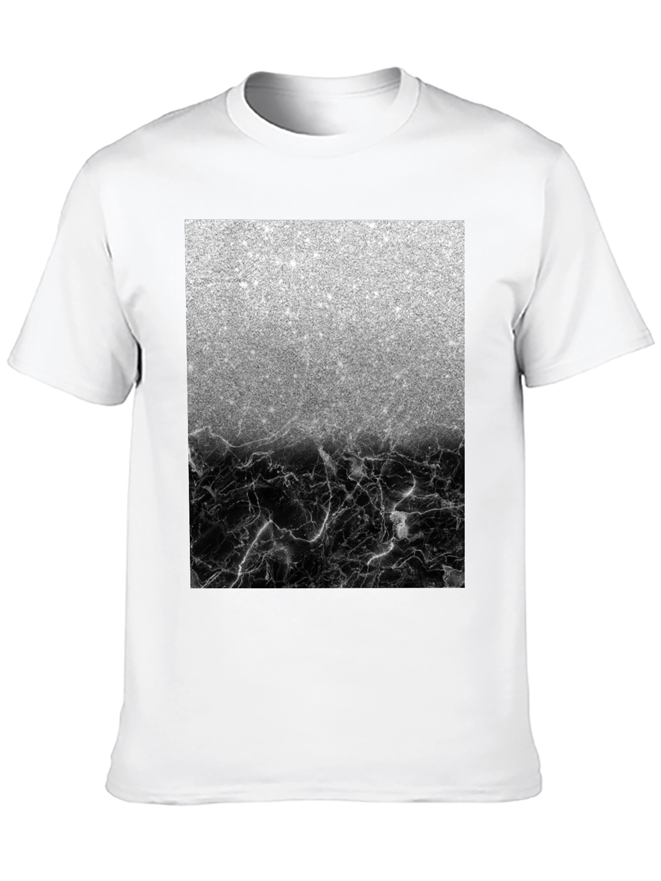 Silver Glitter & Black Marble Mens Tee
