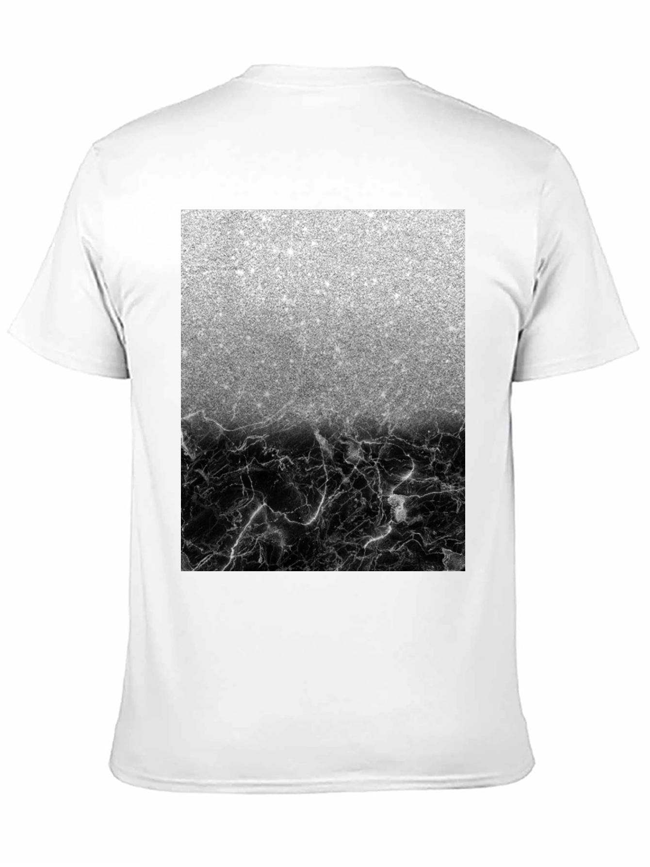 Silver Glitter & Black Marble Mens Tee
