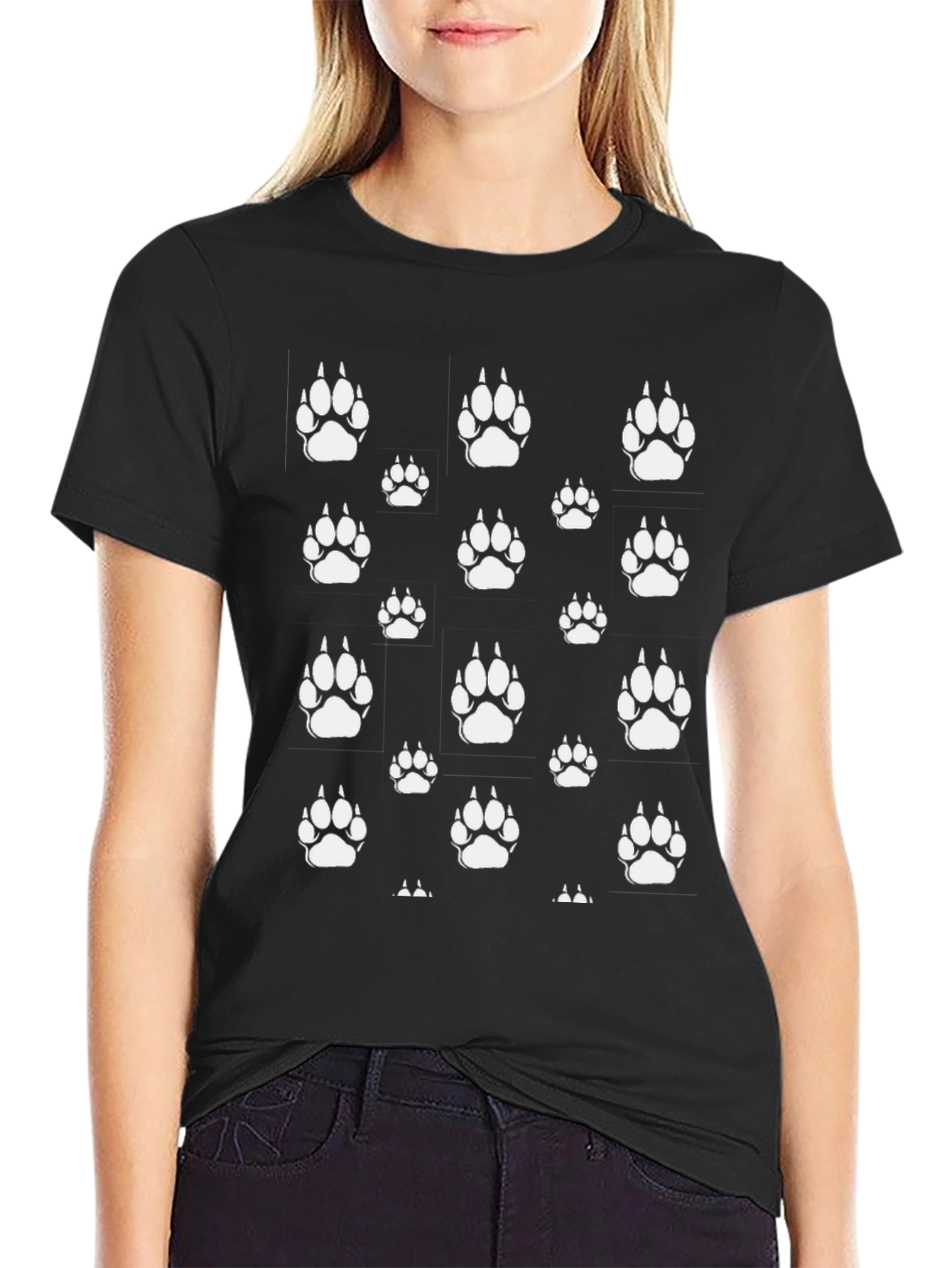 Paw Print T-Shirt - Black Graphic Tee
