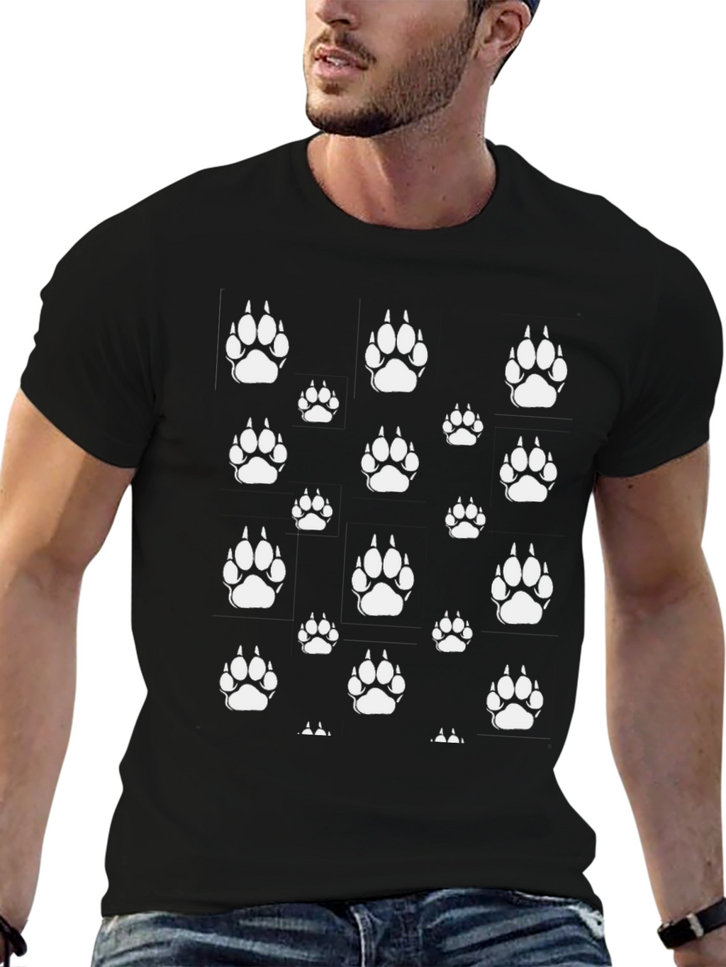 Paw Print T-Shirt - Black Graphic Tee
