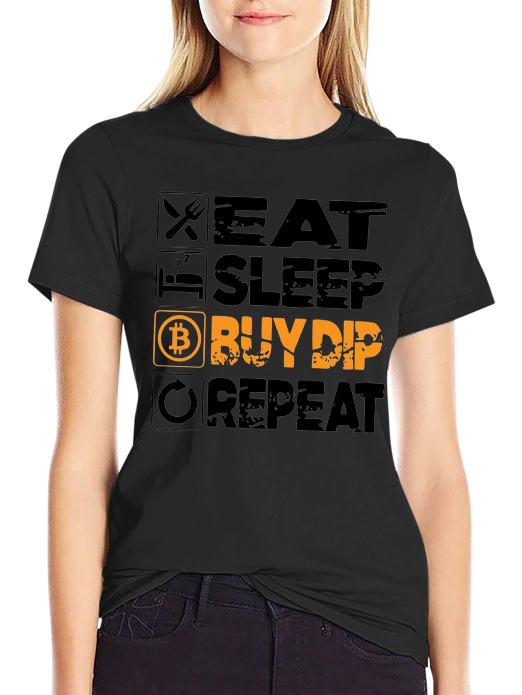 Eat Sleep Buy Dip Repeat Black T-Shirt
