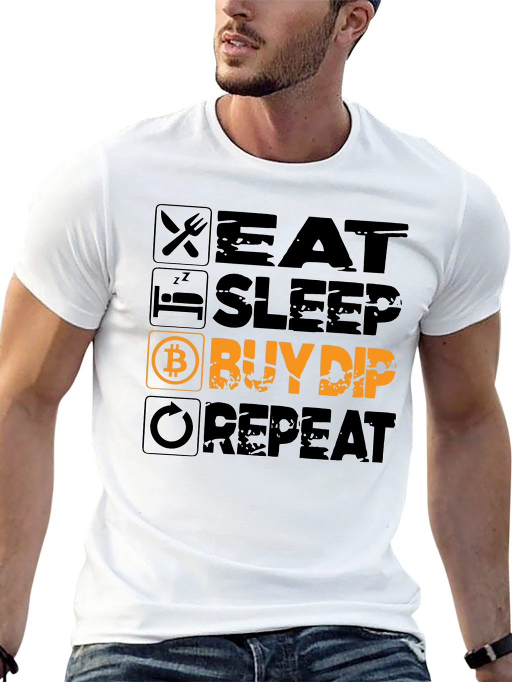 Eat Sleep Buy Dip Repeat Black T-Shirt