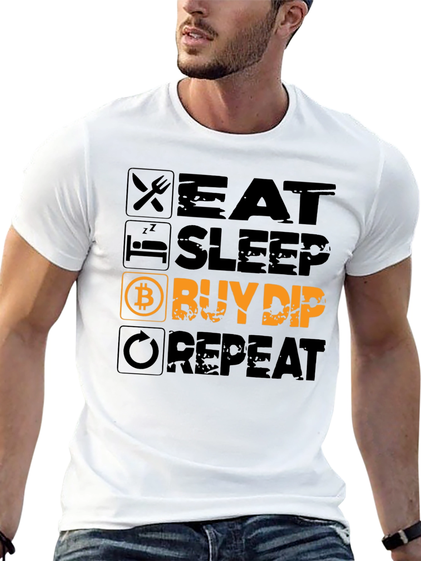Eat Sleep Buy Dip Repeat Black T-Shirt