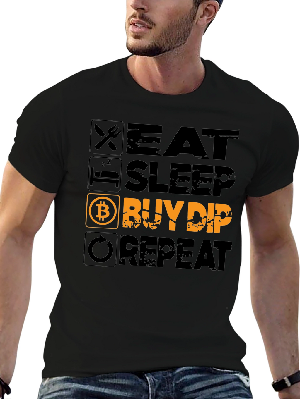 Eat Sleep Buy Dip Repeat Black T-Shirt