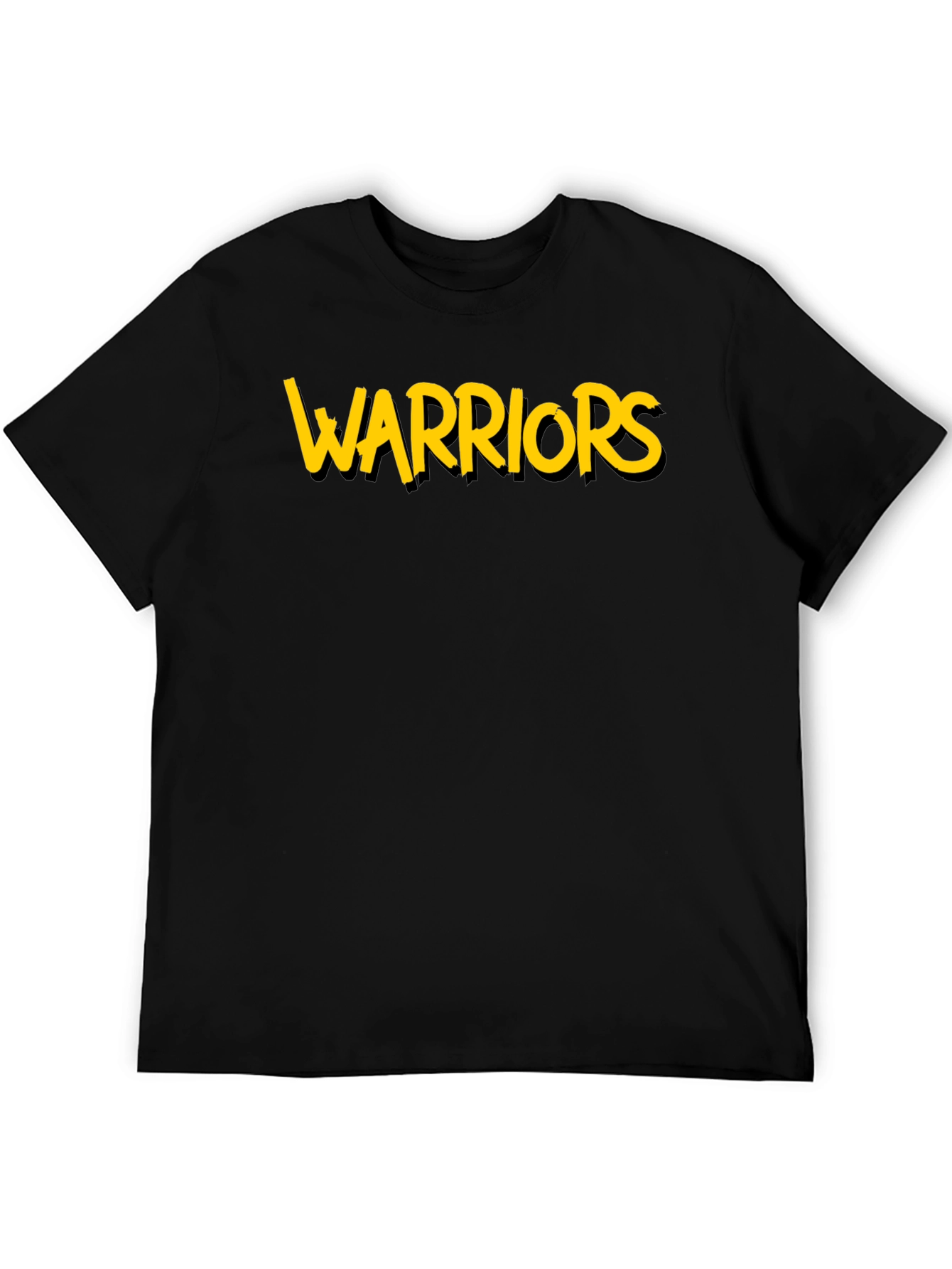 Warriors Graphic Tee - Black Cotton T-Shirt