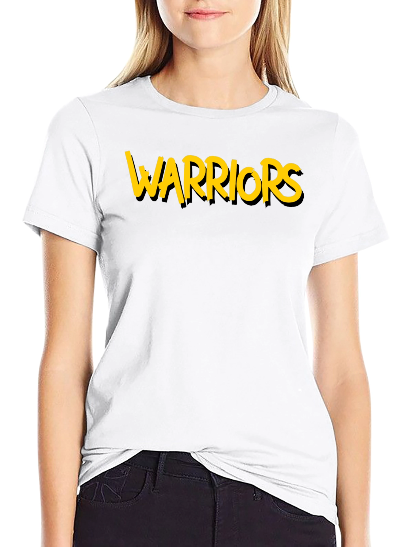 Warriors Graphic Tee - Black Cotton T-Shirt