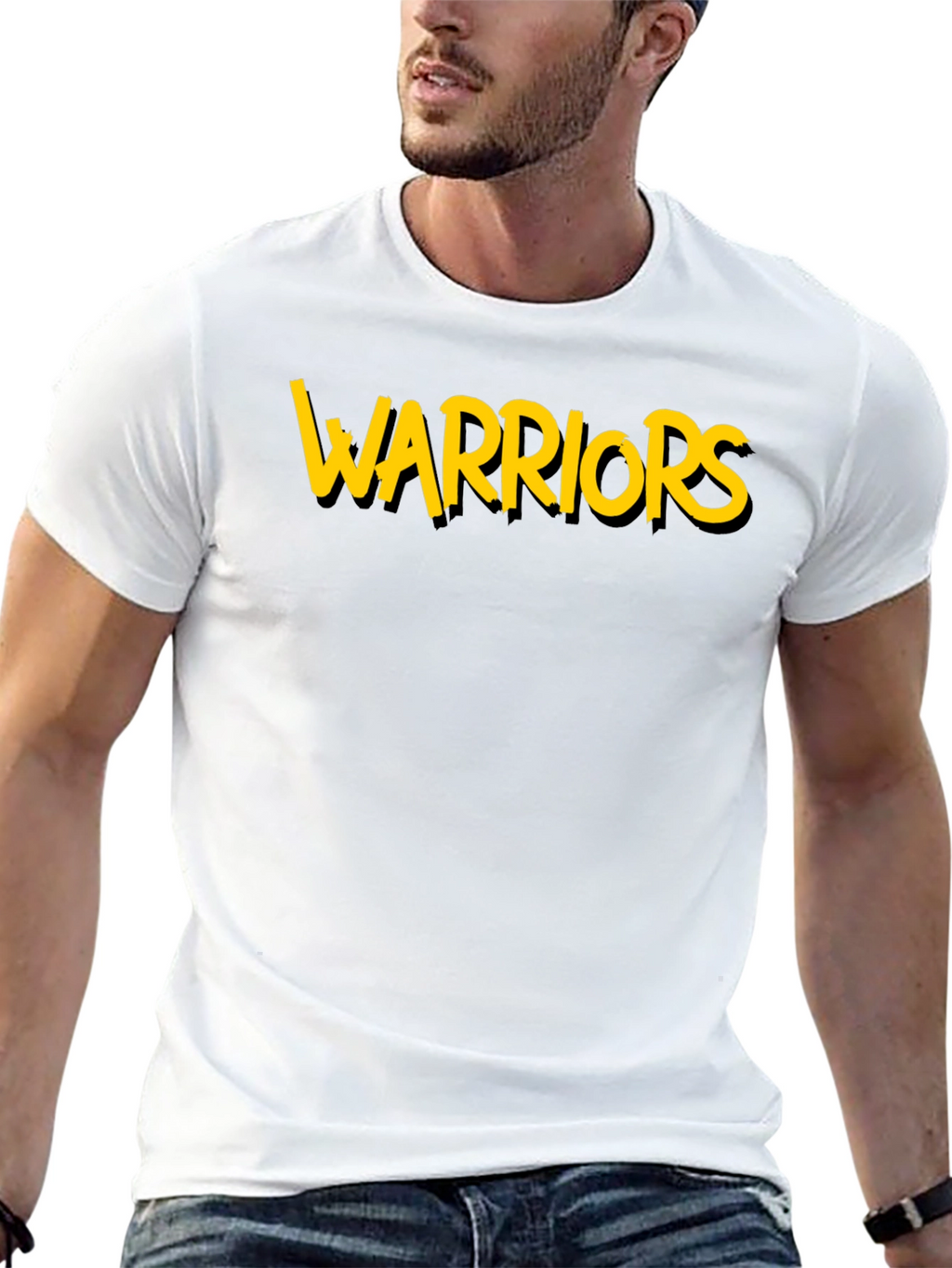 Warriors Graphic Tee - Black Cotton T-Shirt
