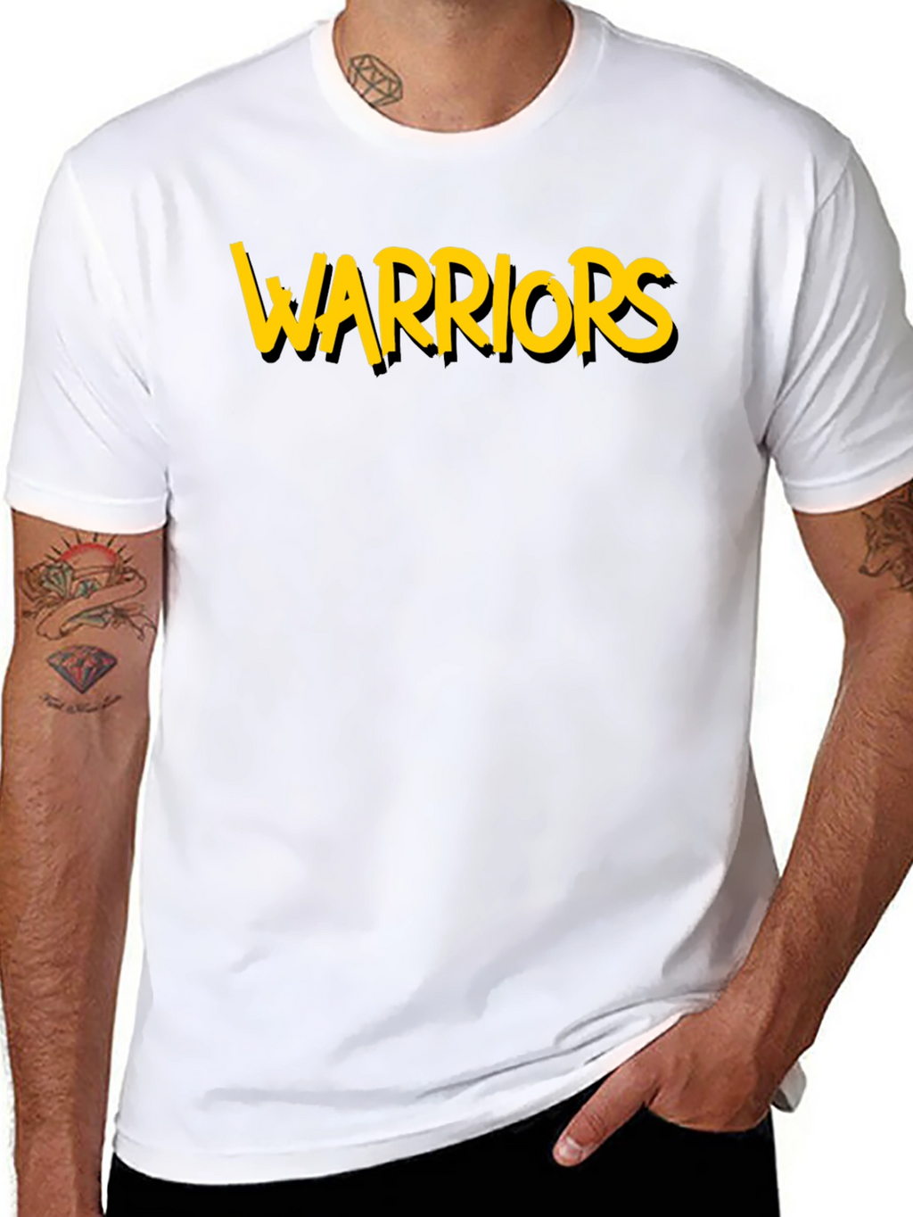 Warriors Graphic Tee - Black Cotton T-Shirt
