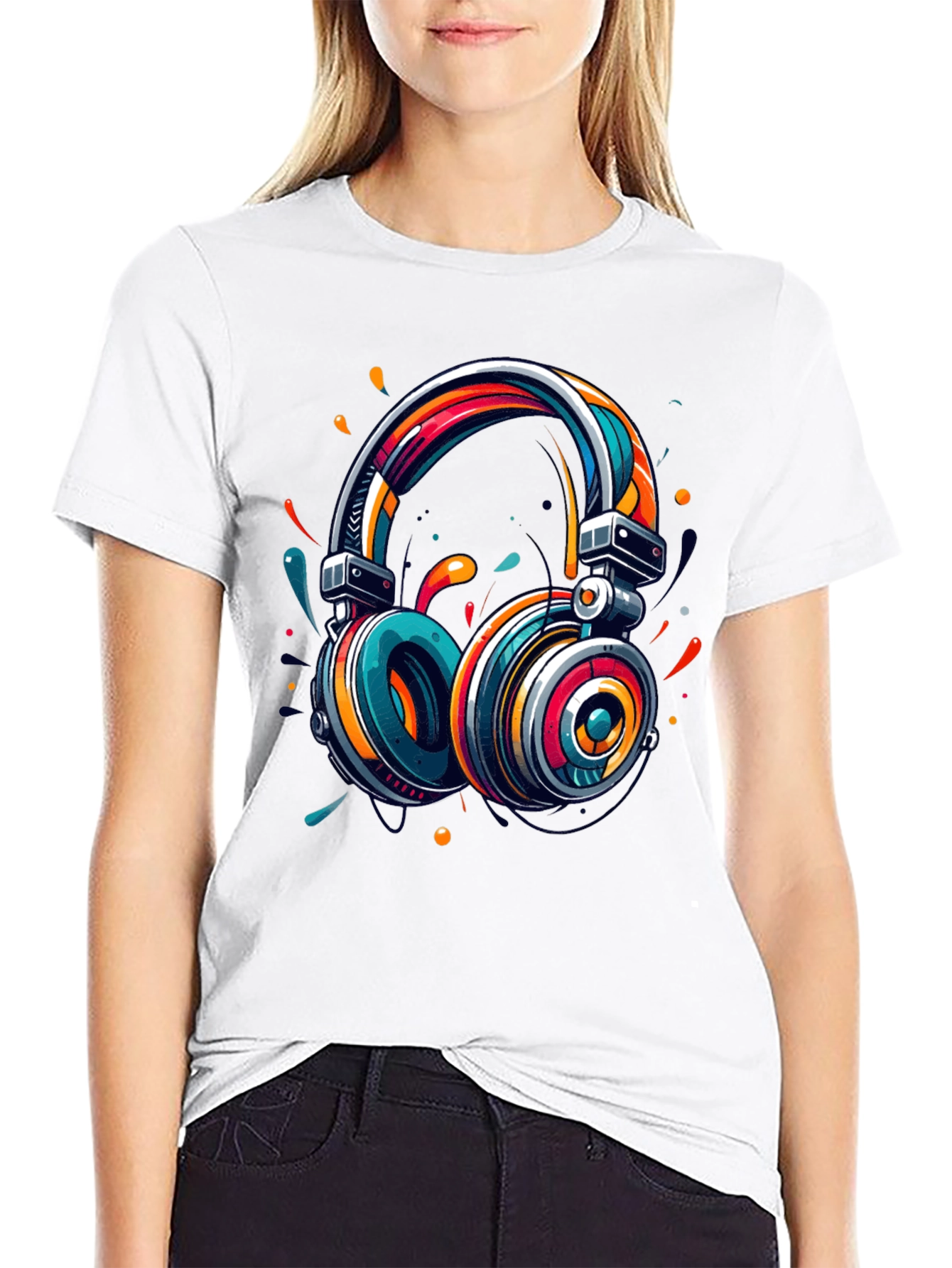 Vibrant Headphones Graphic T-Shirt