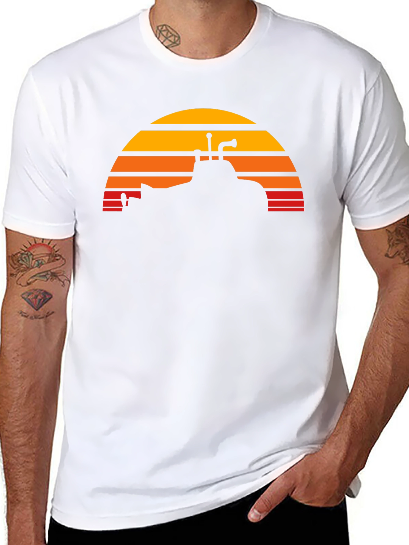 Submarine Sunset Graphic Tee - Cool Nautical Design
