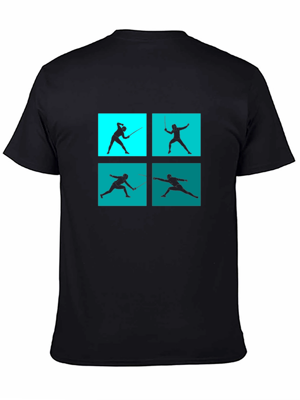 Fencing Silhouette Graphic Tee - Black Cotton Blend