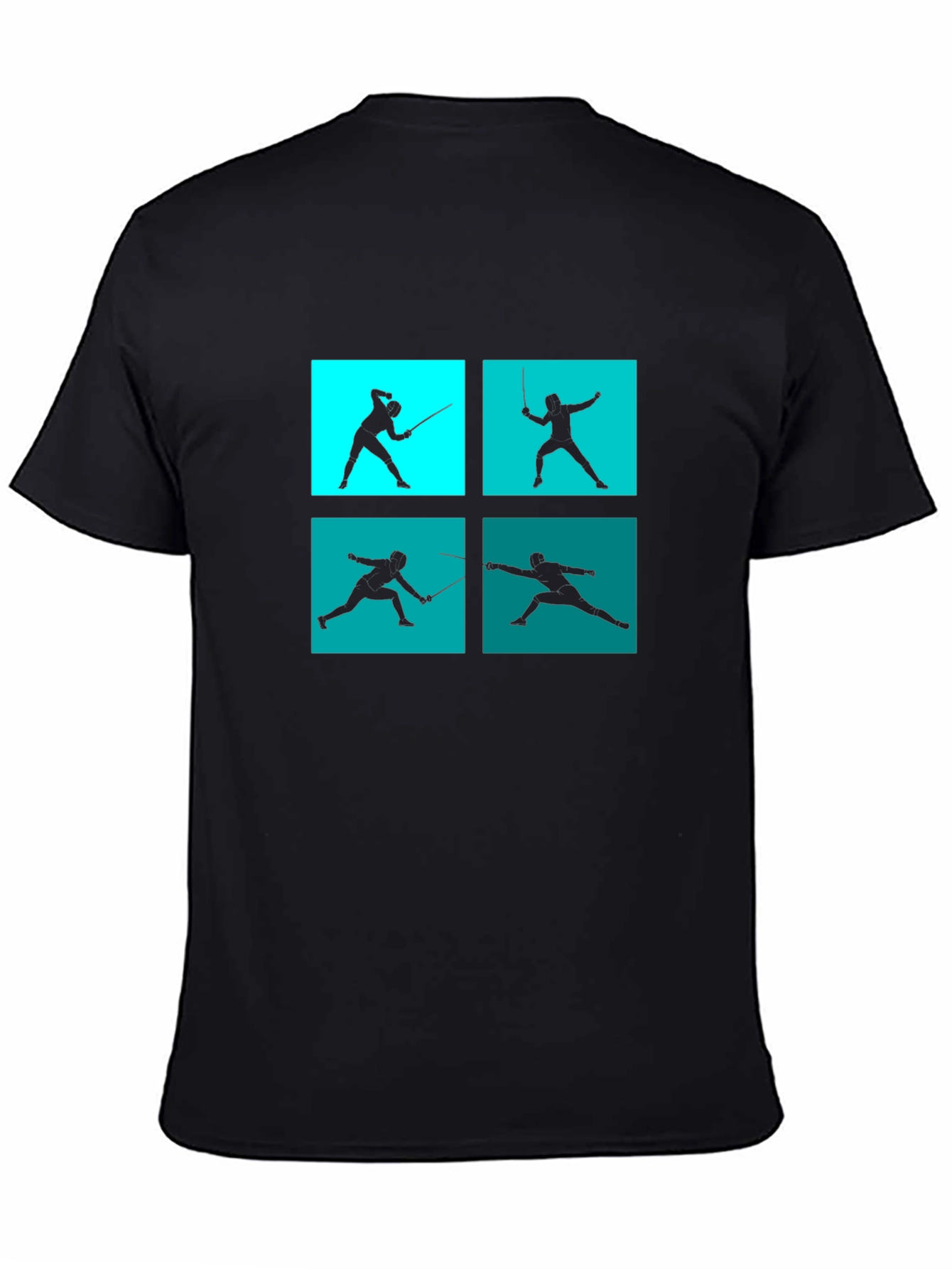 Fencing Silhouette Graphic Tee - Black Cotton Blend