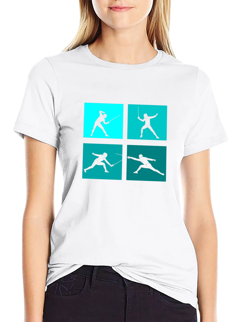 Fencing Silhouette Graphic Tee - Black Cotton Blend
