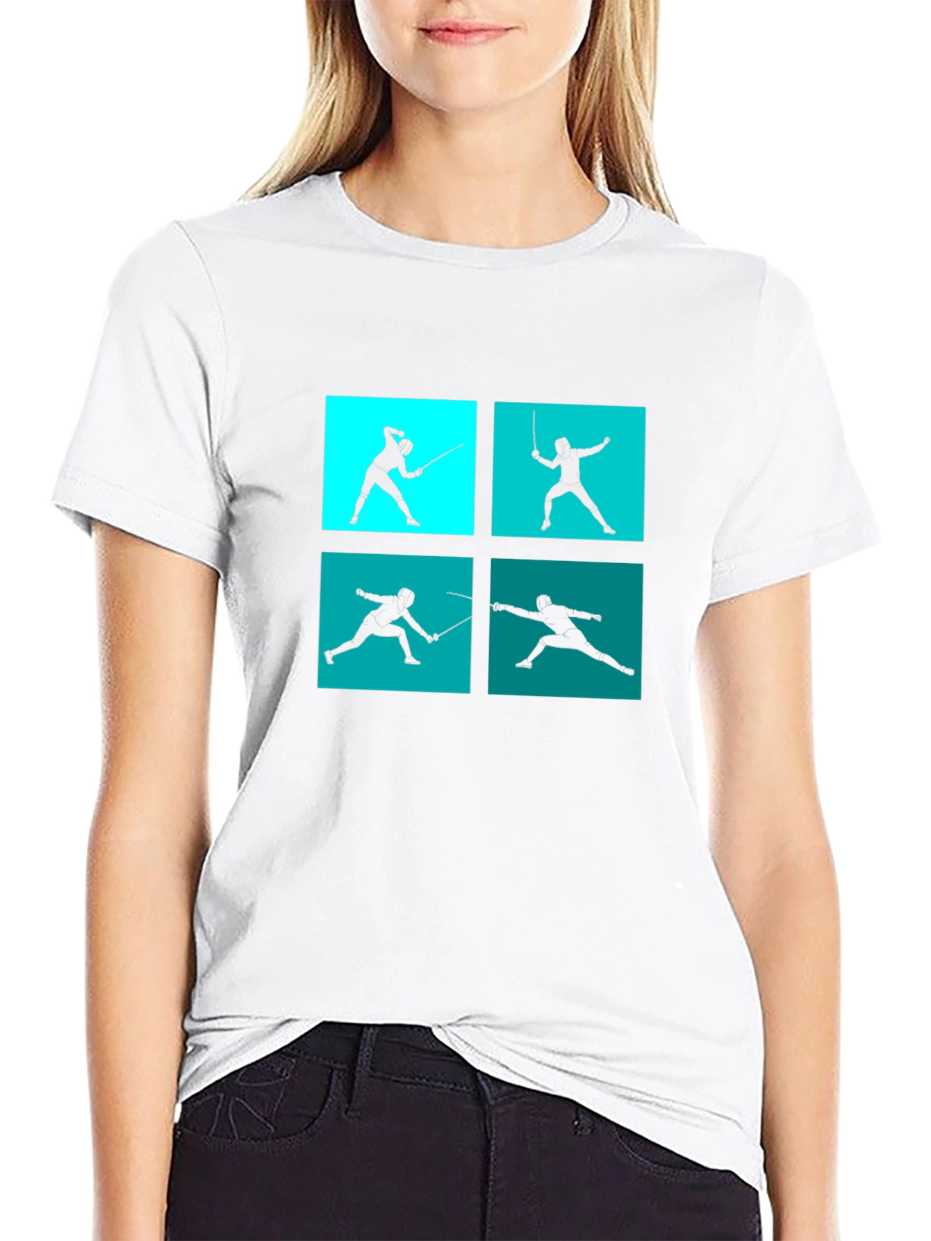 Fencing Silhouette Graphic Tee - Black Cotton Blend