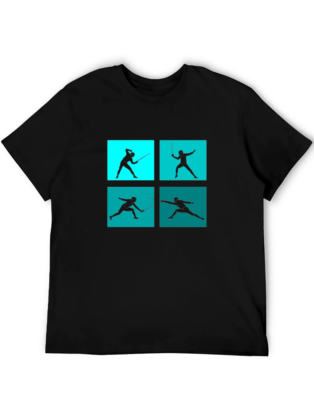 Fencing Silhouette Graphic Tee - Black Cotton Blend