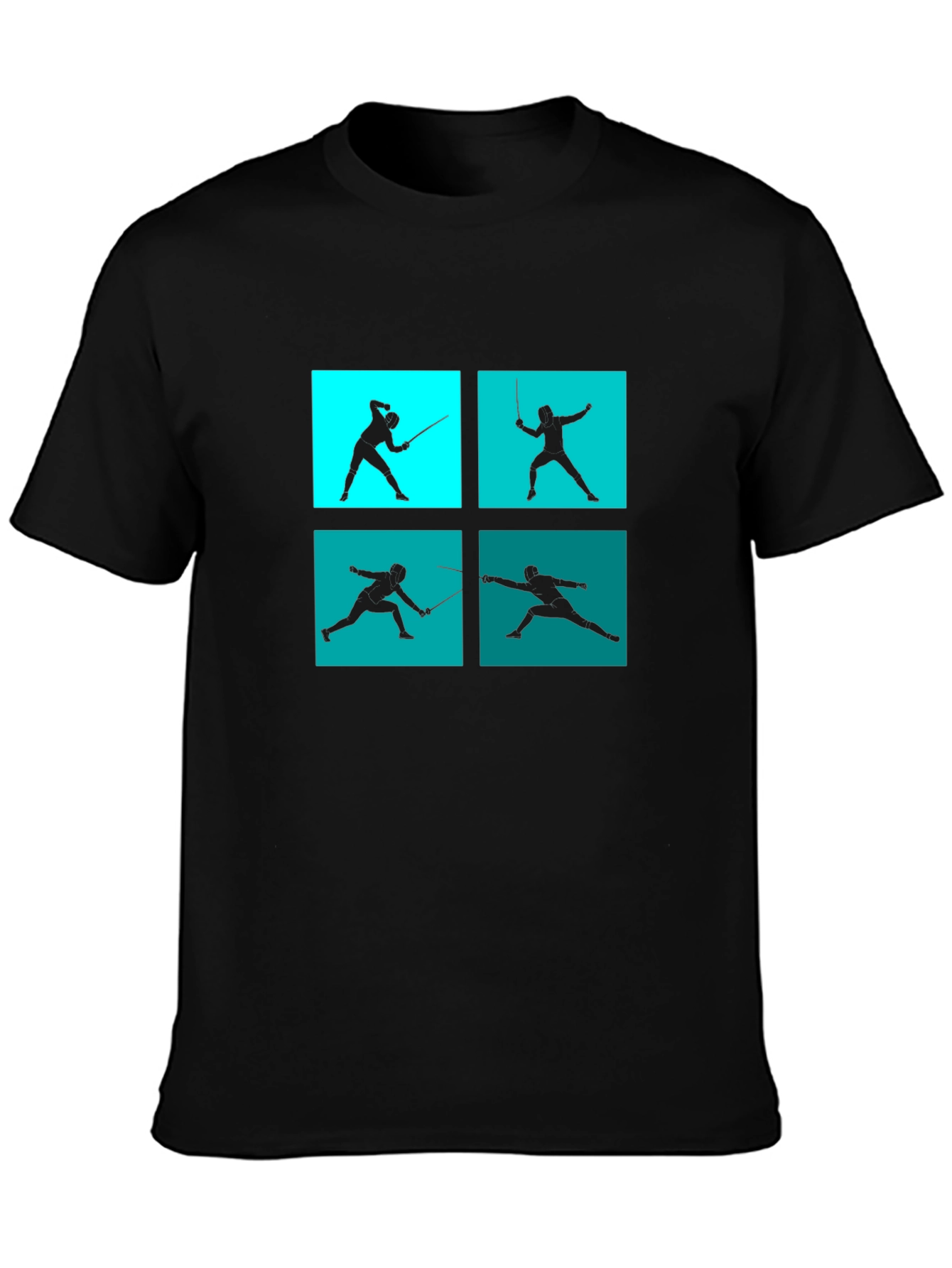 Fencing Silhouette Graphic Tee - Black Cotton Blend