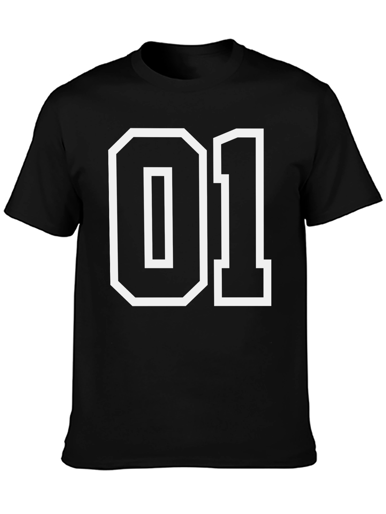 Black 01 Graphic Tee - Bold Number Design