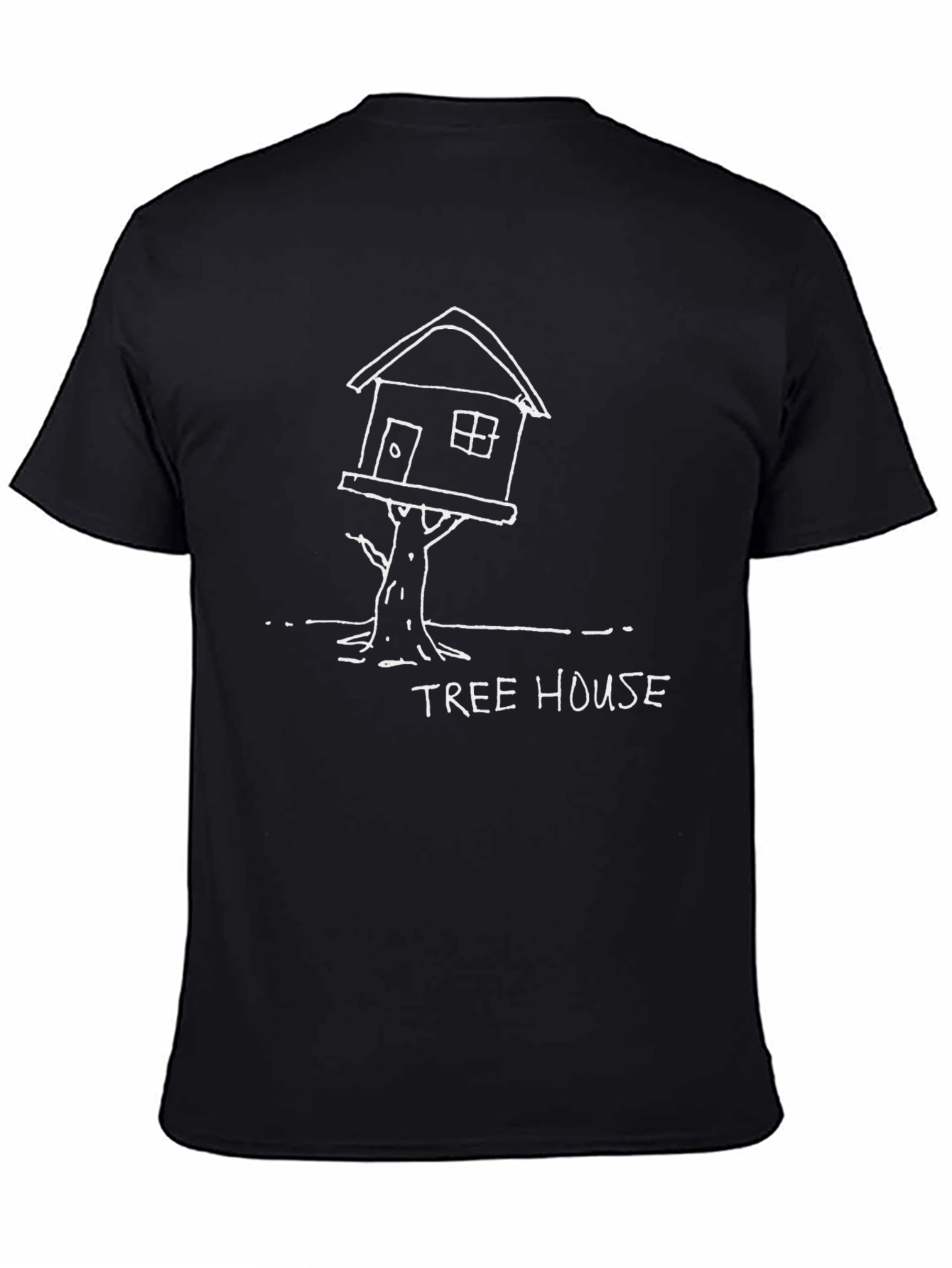 Mens Black Tree House Graphic Tee