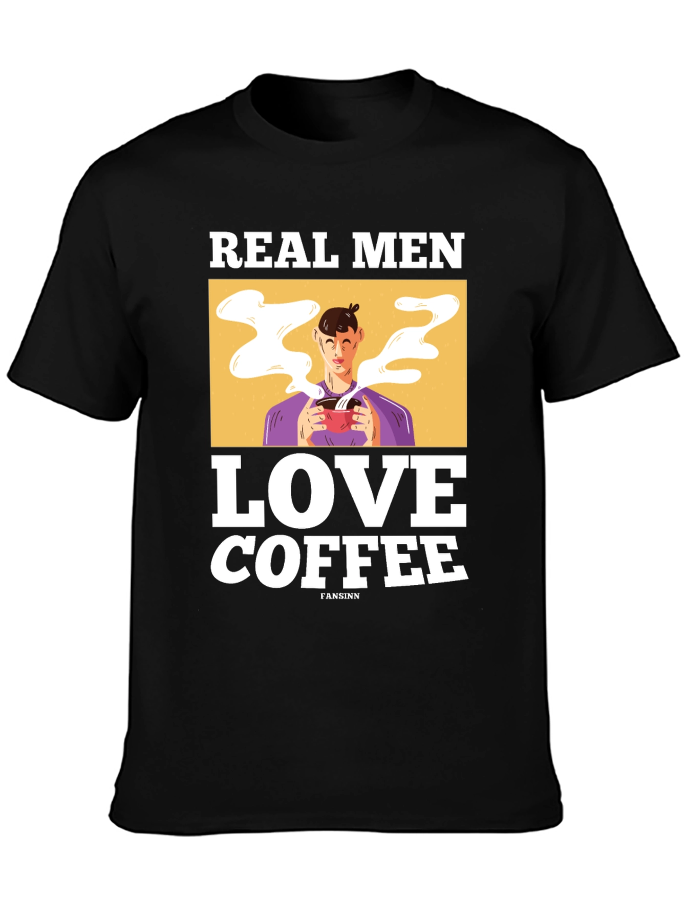 Real Men Love Coffee Graphic Tee - Black Cotton T-Shirt