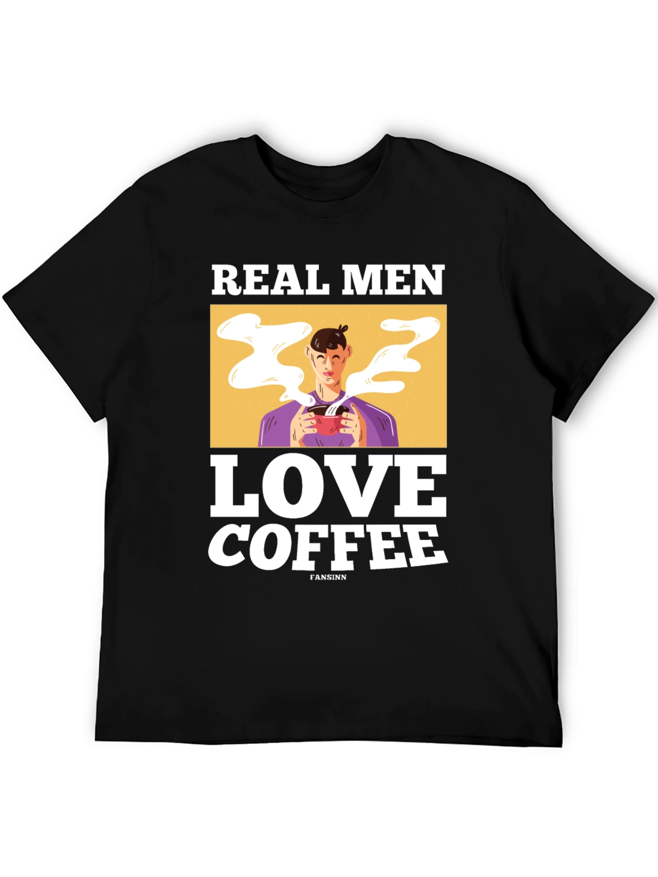 Real Men Love Coffee Graphic Tee - Black Cotton T-Shirt