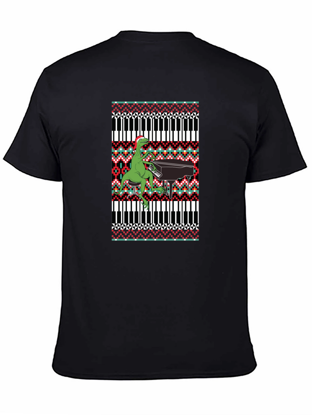 Dinosaur Piano Ugly Christmas Sweater T-Shirt