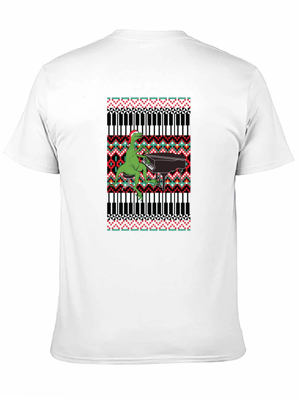 Dinosaur Piano Ugly Christmas Sweater T-Shirt