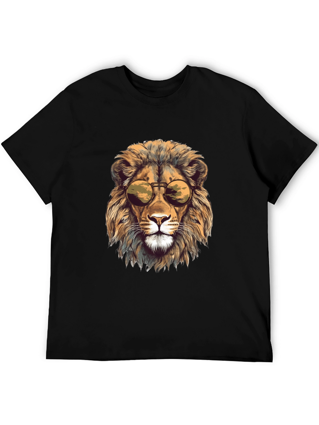 Lion Head Graphic Tee - Cool Sunglasses Design