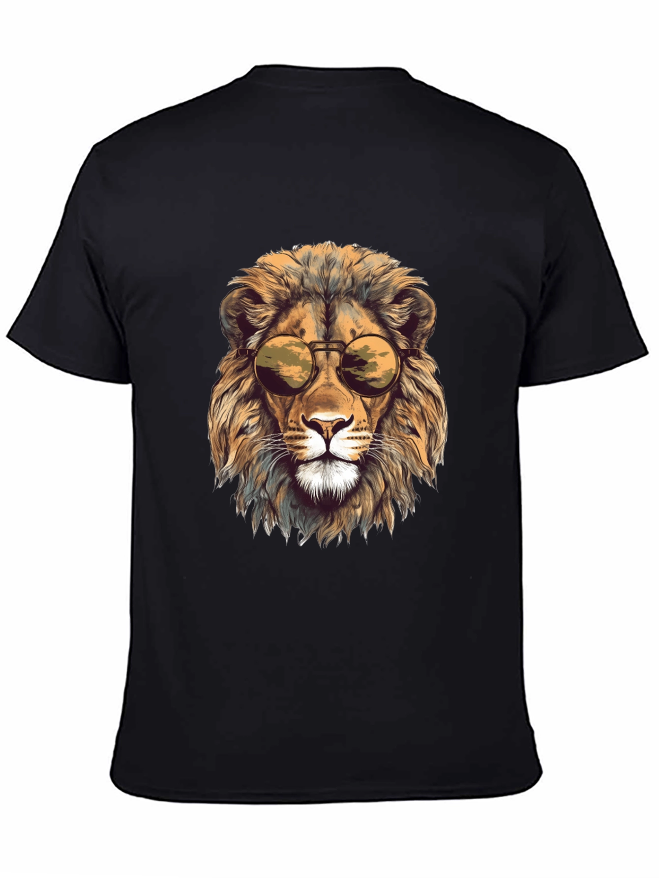 Lion Head Graphic Tee - Cool Sunglasses Design