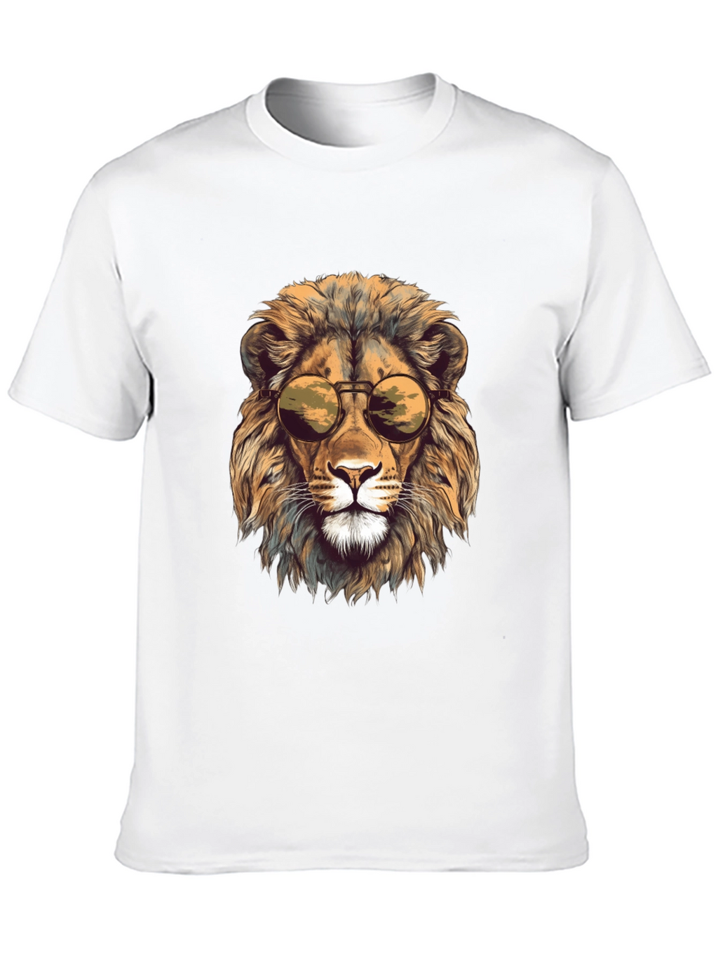 Lion Head Graphic Tee - Cool Sunglasses Design