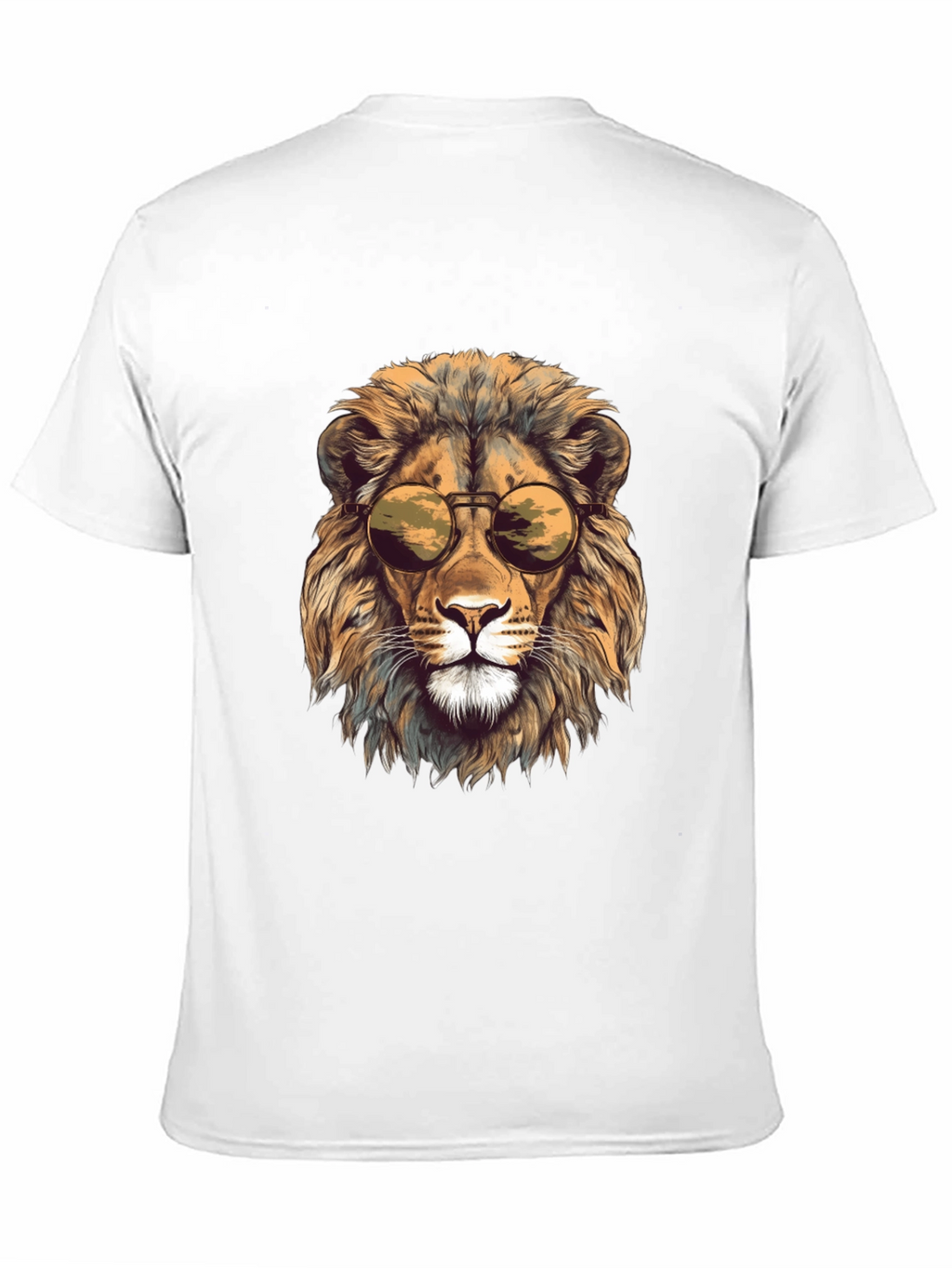 Lion Head Graphic Tee - Cool Sunglasses Design