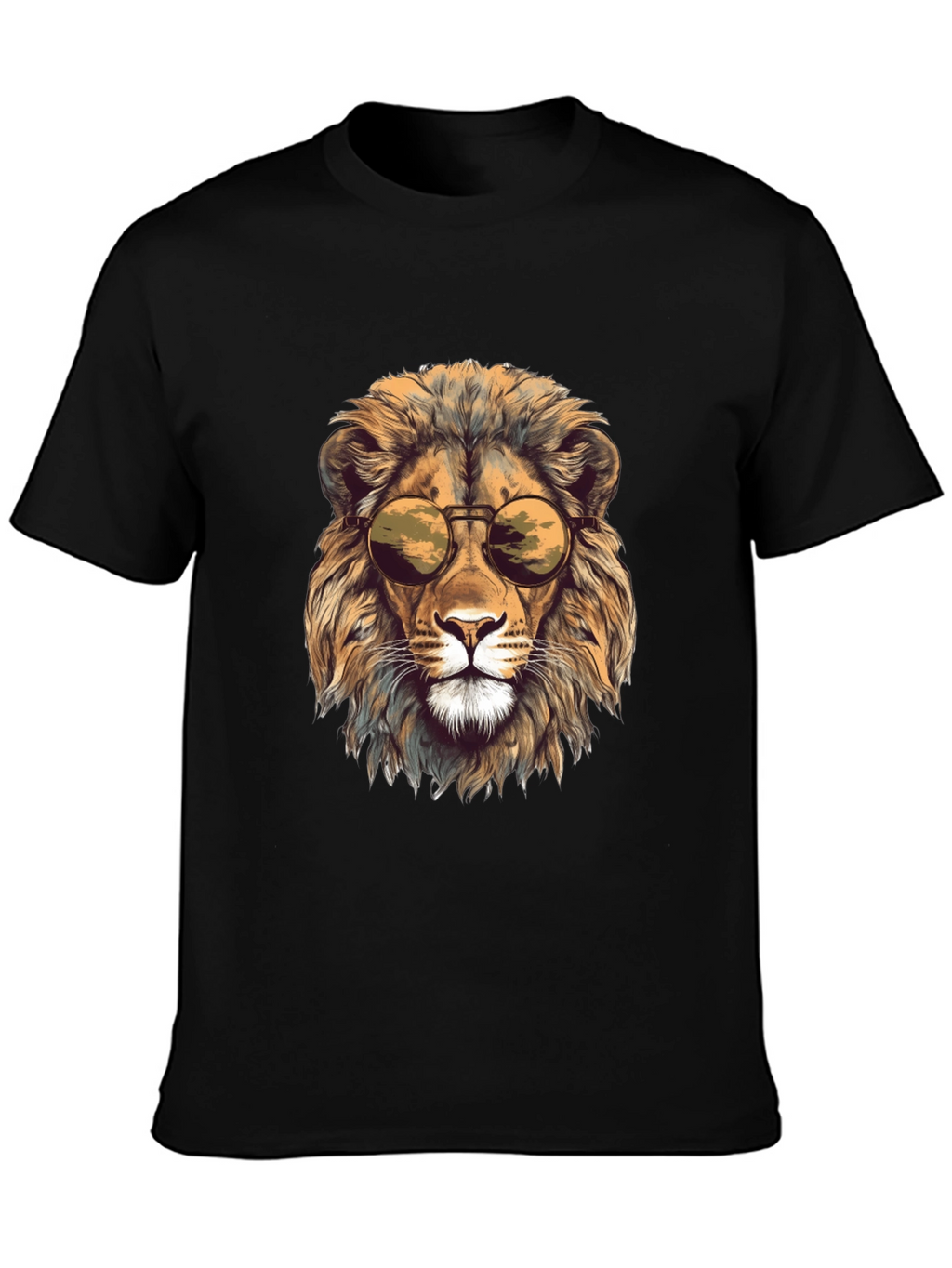 Lion Head Graphic Tee - Cool Sunglasses Design