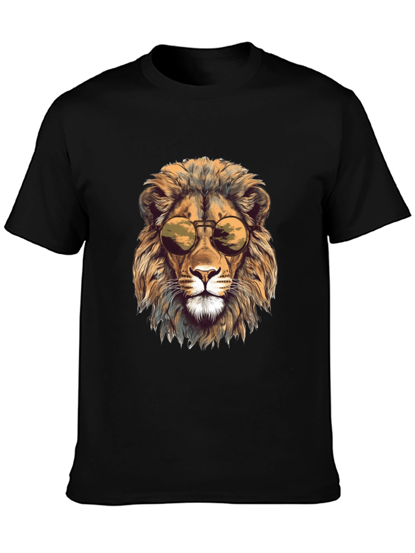 Lion Head Graphic Tee - Cool Sunglasses Design
