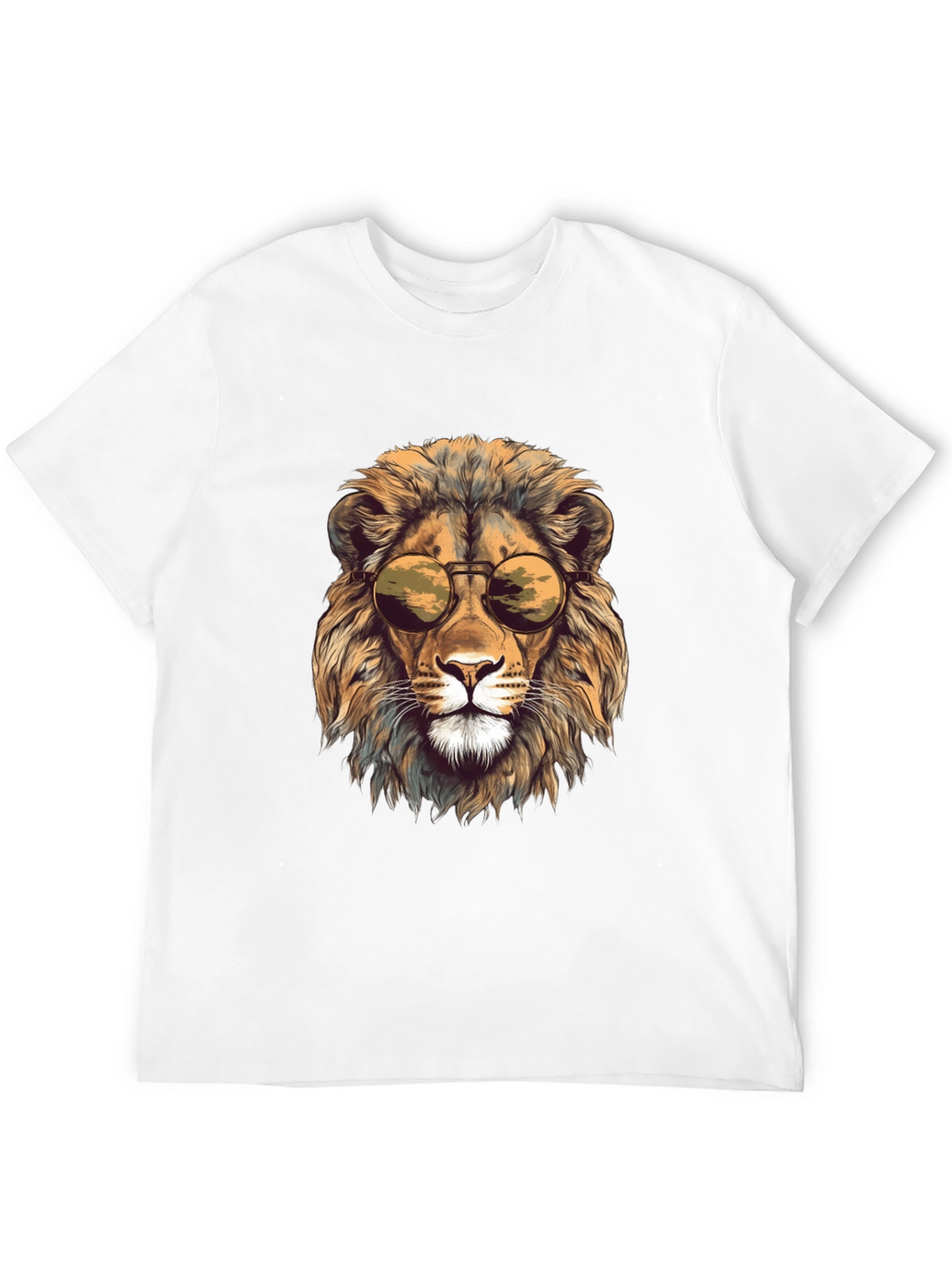 Lion Head Graphic Tee - Cool Sunglasses Design