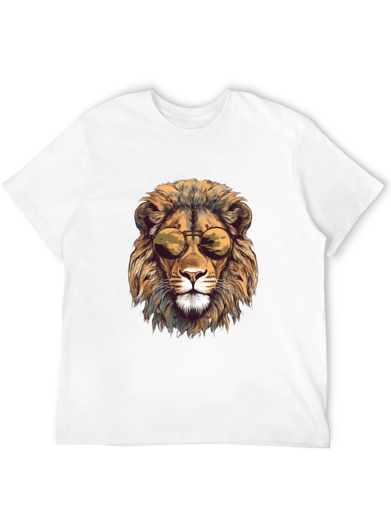 Lion Head Graphic Tee - Cool Sunglasses Design