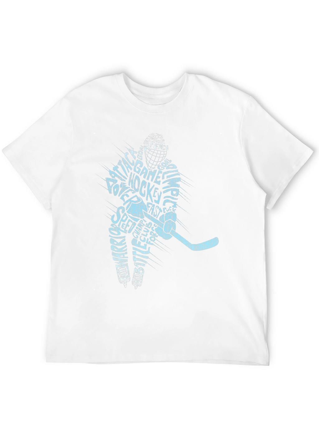 Hockey Player Word Art T-Shirt - Black