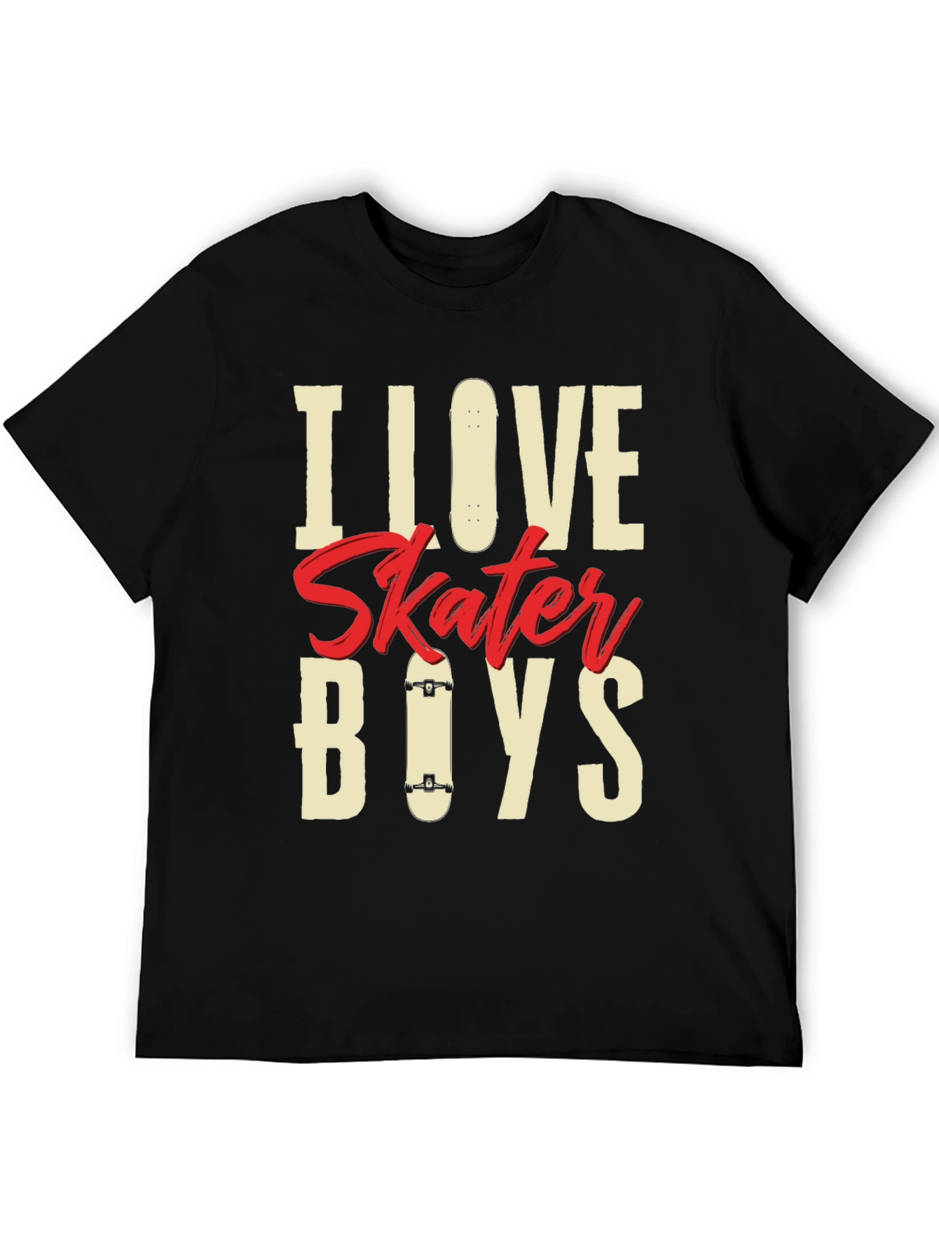 I Love Skater Boys Graphic Tee - Cool Skateboard Design