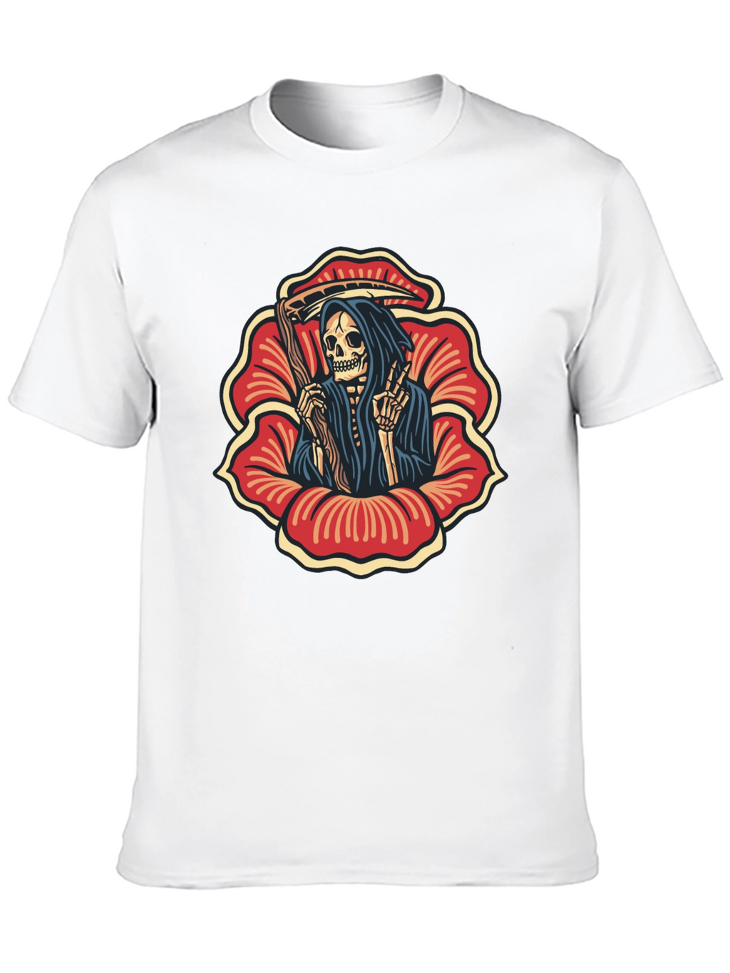 Grim Reaper Flower Black T-Shirt
