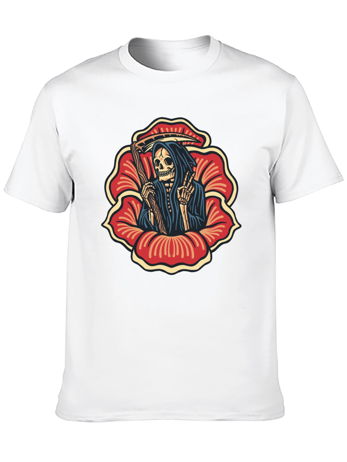 Grim Reaper Flower Black T-Shirt