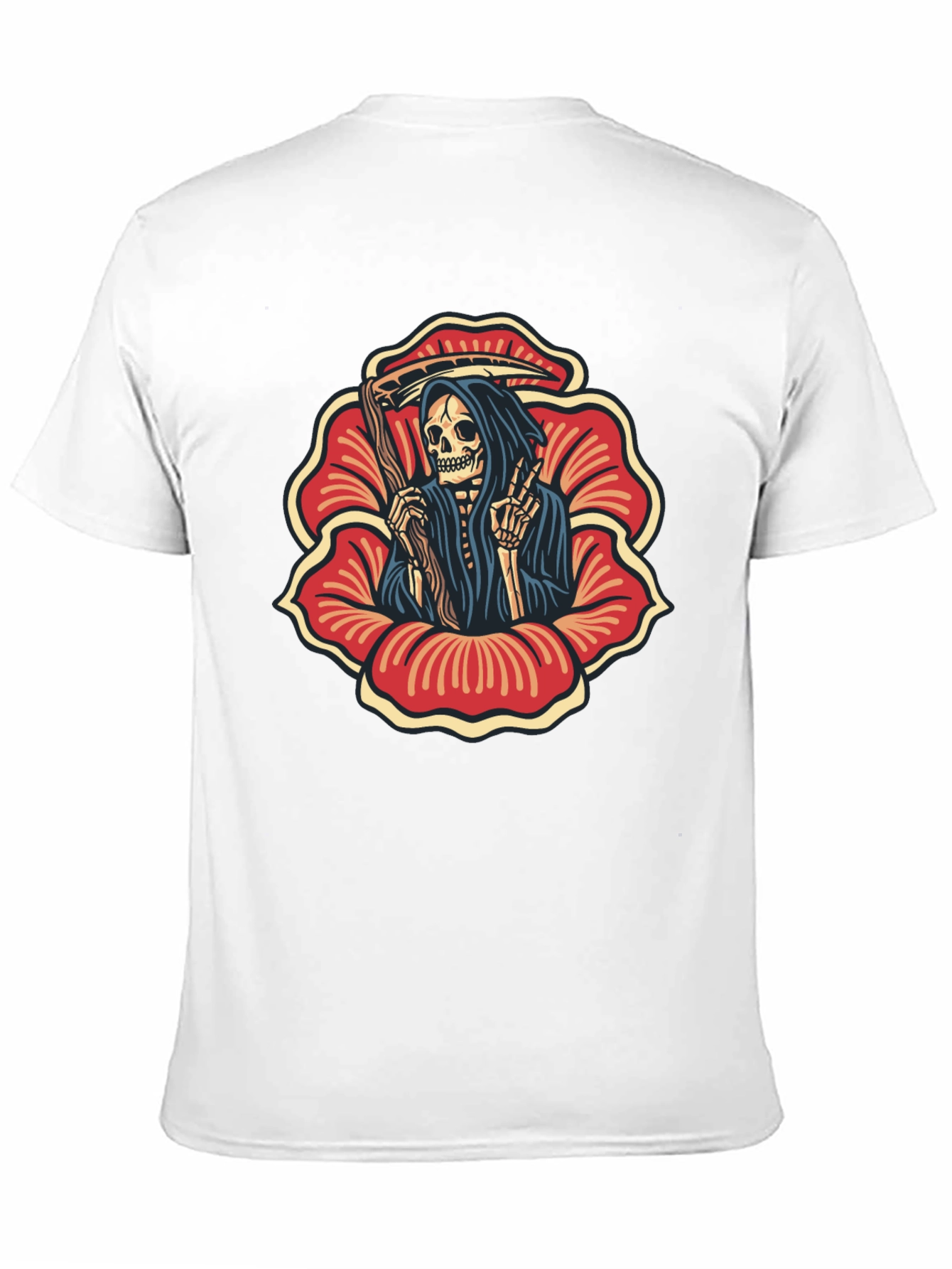 Grim Reaper Flower Black T-Shirt