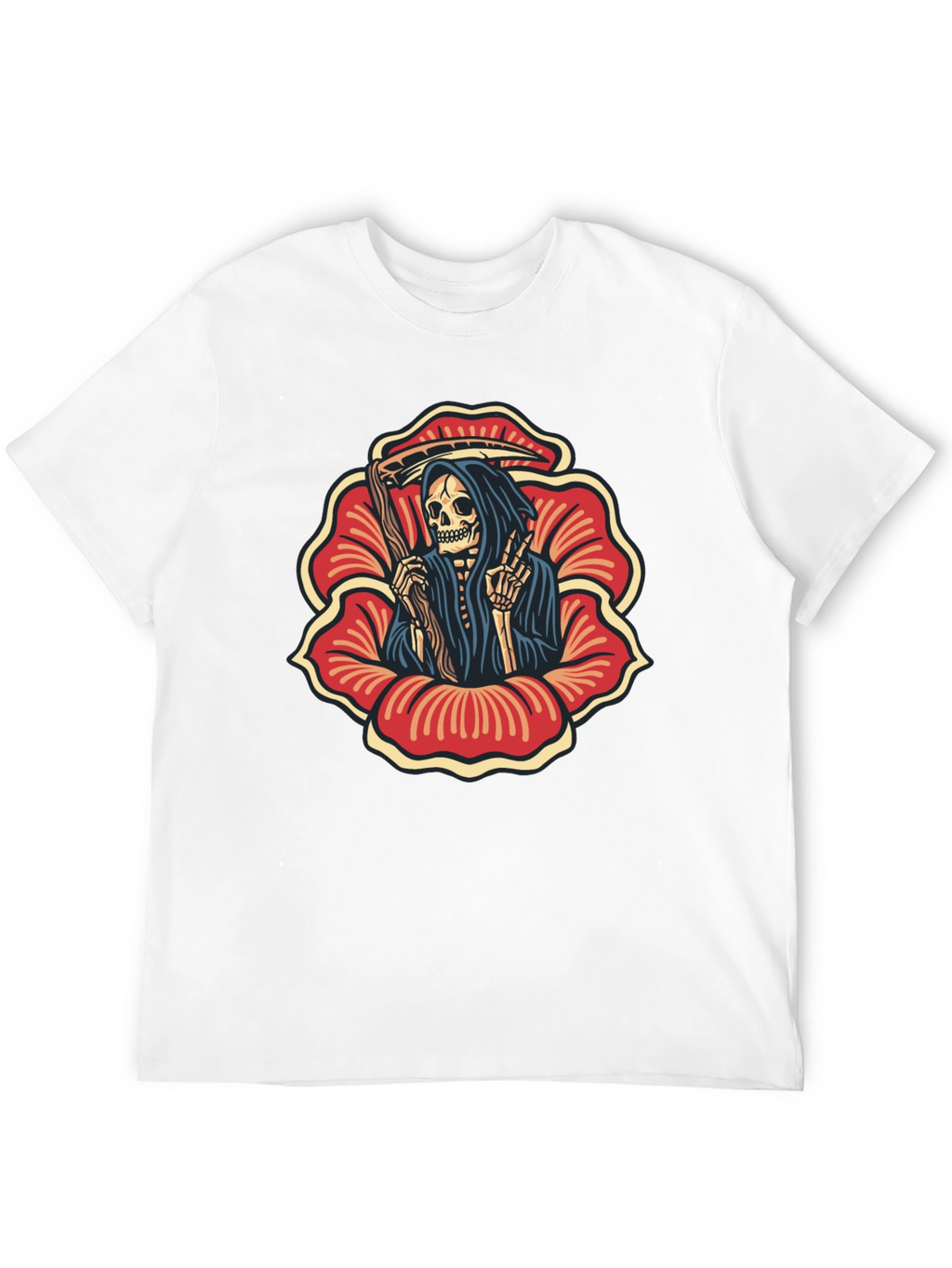 Grim Reaper Flower Black T-Shirt