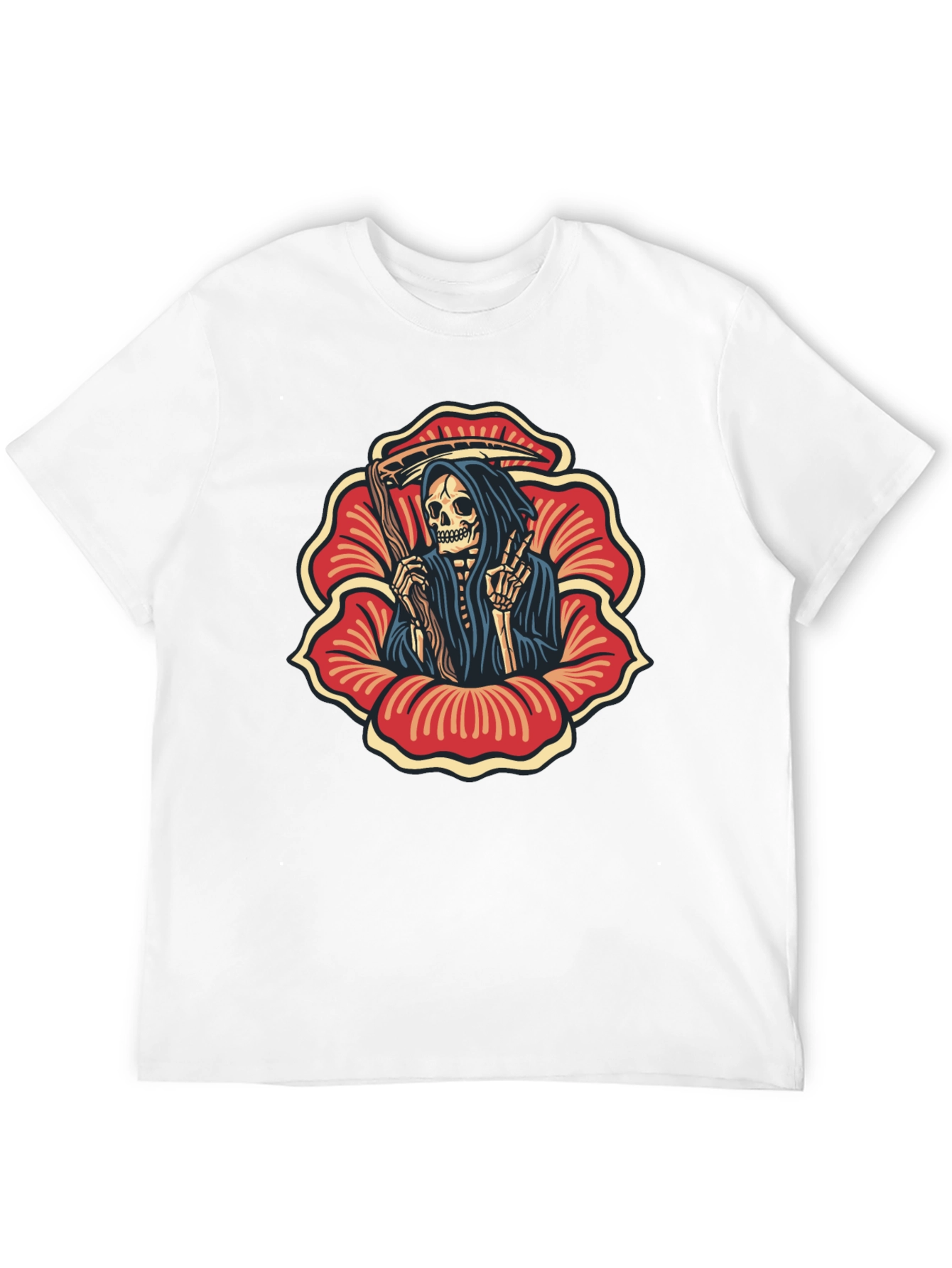 Grim Reaper Flower Black T-Shirt
